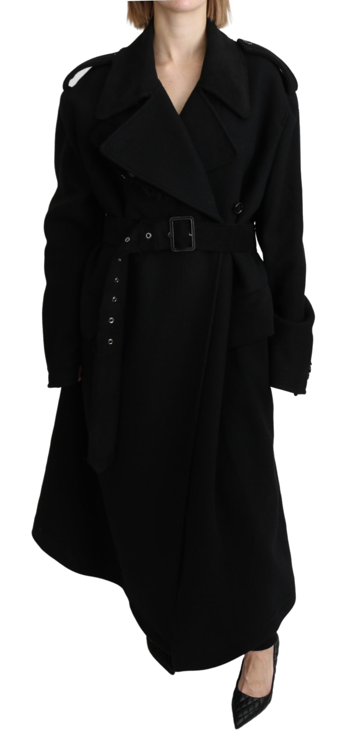 Dolce & Gabbana Women's Wool Trenchcoat Jacket Black JKT2638 - IT40 | M