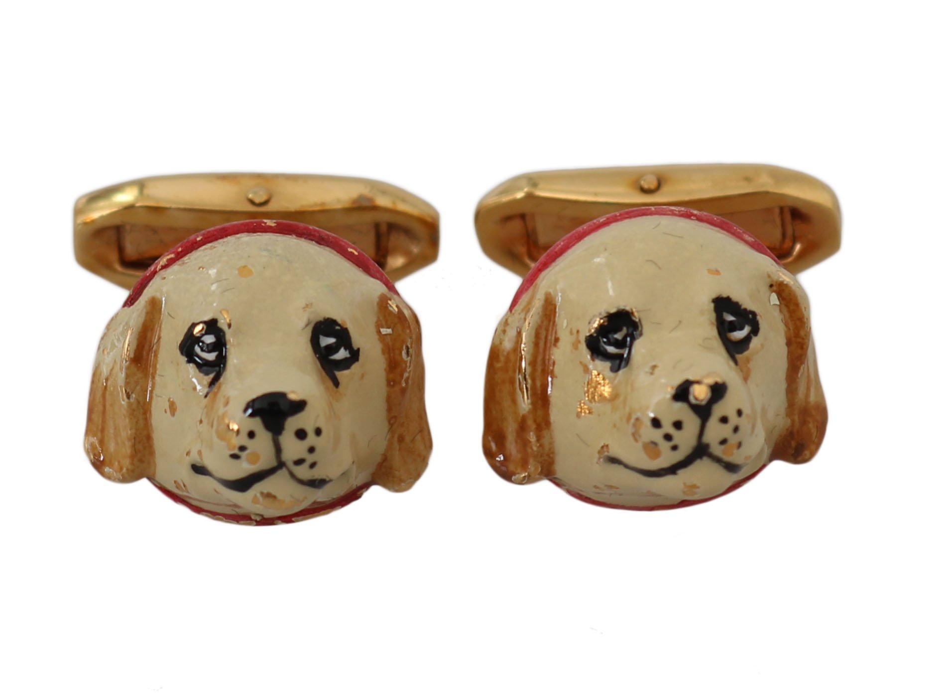 Dolce & Gabbana Women's Brass Dog Puppy Branded Accessory Cufflinks Gold SMY2059