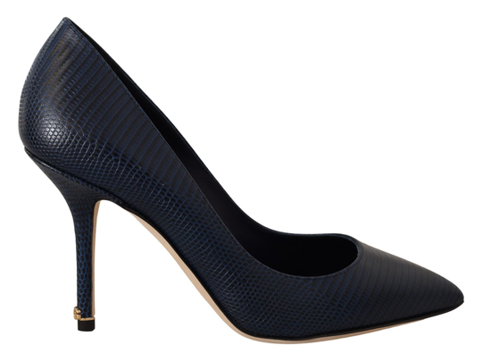 Blue Leather Classic Heels Pumps Shoes - EU35/US4.5