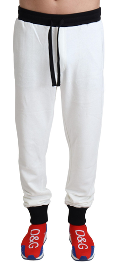 White Cotton Crown Jogger Men Trouser Pants - IT44 | XS