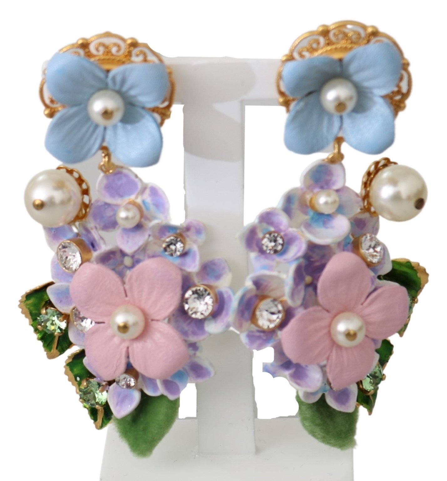 Dolce & Gabbana Women's Crystal Floral Pearl Clip-on Earrings Purple SMY100120