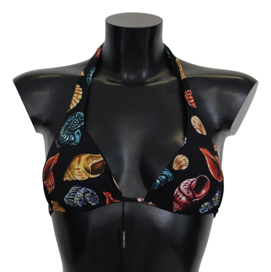 Dolce & Gabbana Women's Seashells Print Halter Bikini Tops Black BIK1328-IT1 - IT1 | XS