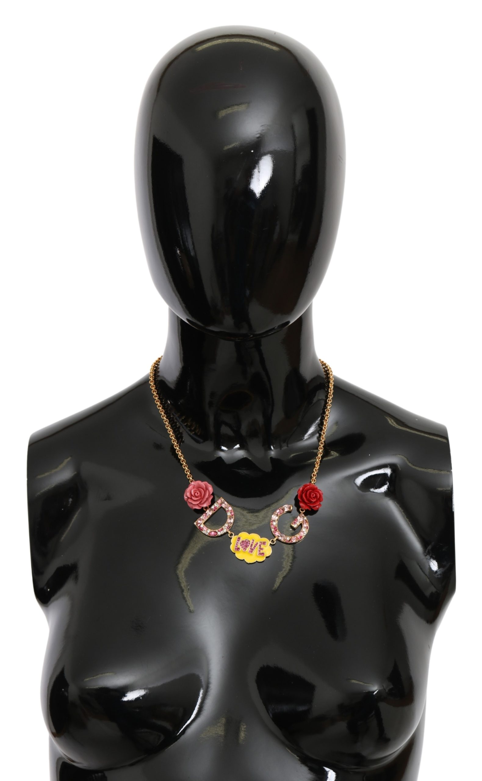 Dolce & Gabbana Women's Rose Love Crystal Charm Necklace Gold SMY7155
