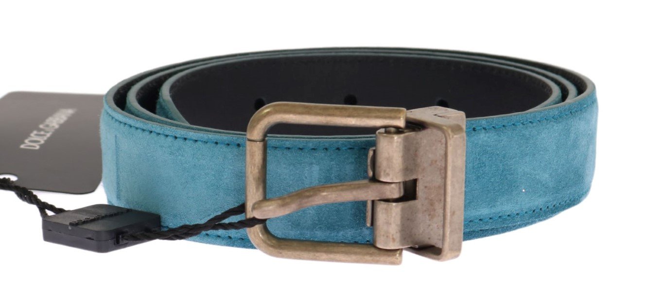 Dolce & Gabbana Men's Leather Buckle Belt Blue BEL11023 - 85 cm / 34 Inches