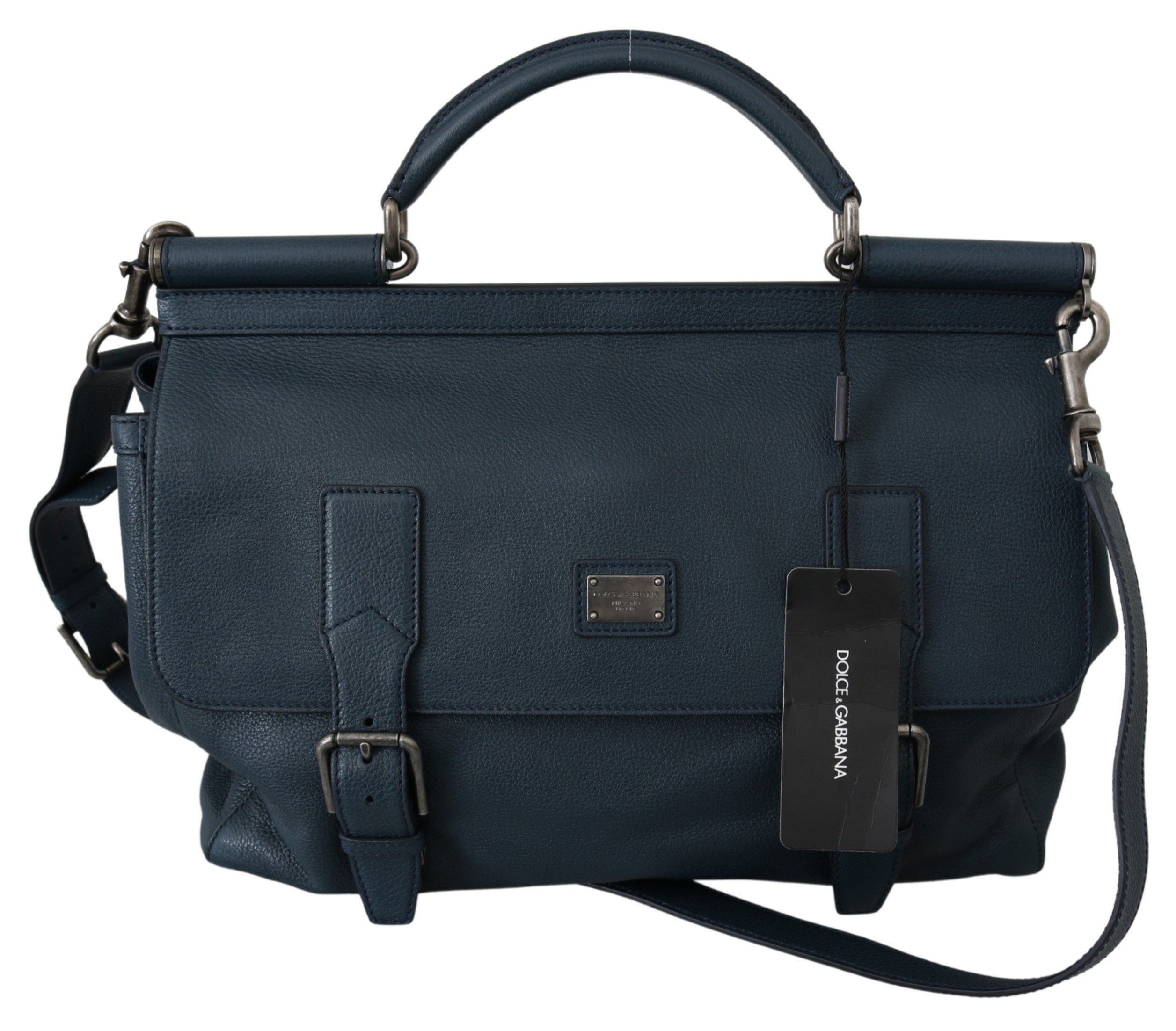 Dolce & Gabbana Men's Shoulder Strap Leather Travel Bag Blue VAS10051