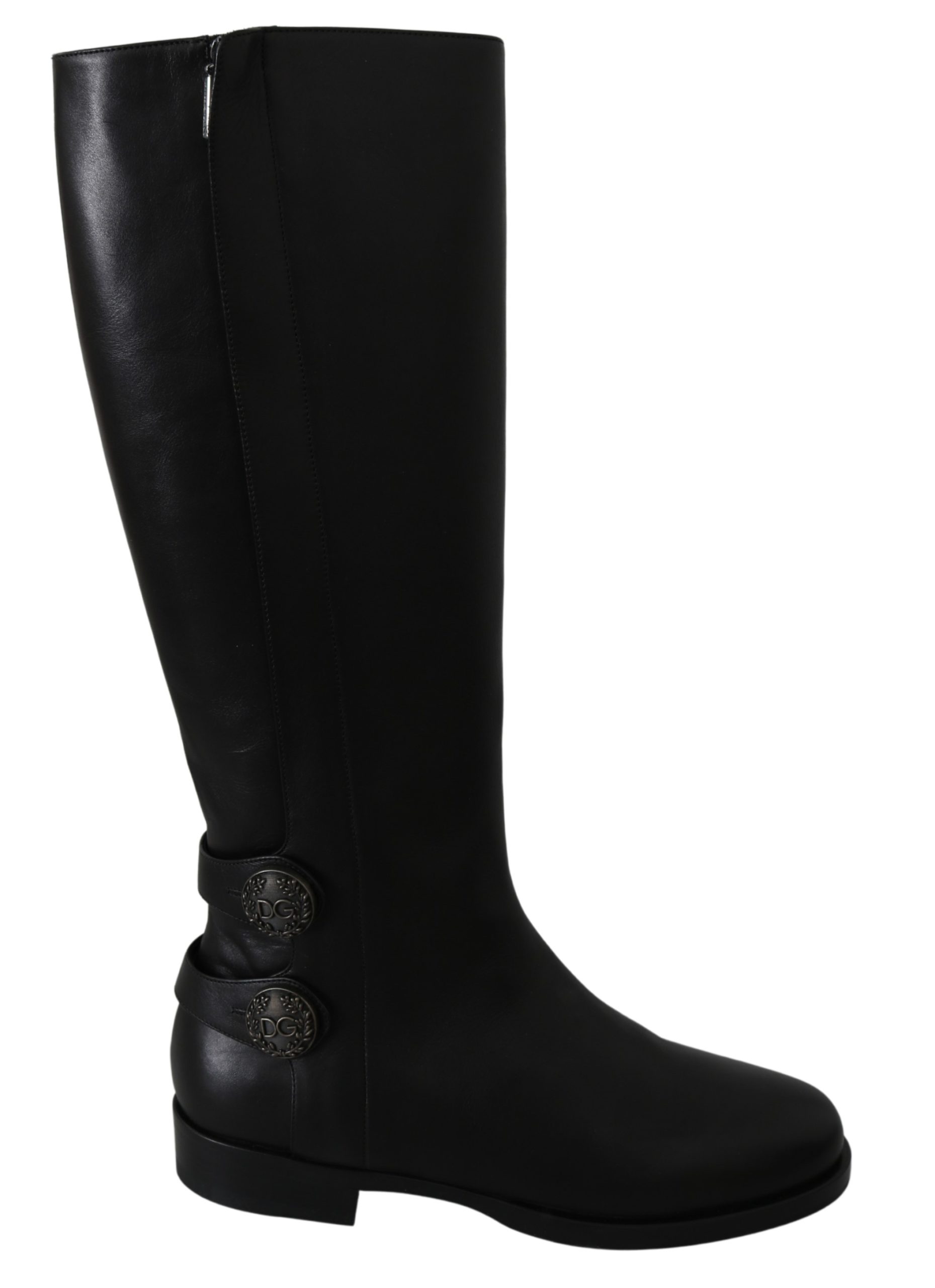 Dolce & Gabbana Women's Leather Knee High Boots Black LA6695 - EU39/US8.5