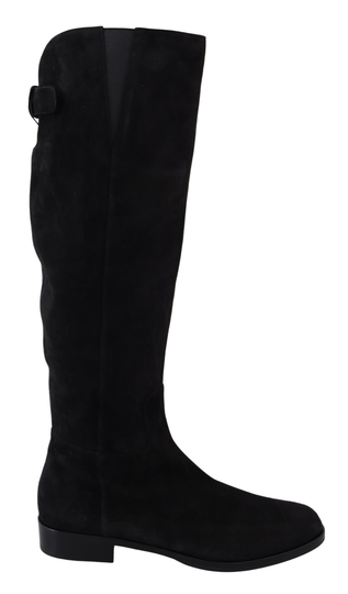 Dolce & Gabbana Women's Leather Knee High Flat Heels Boots Black LA8778 - EU40/US9.5