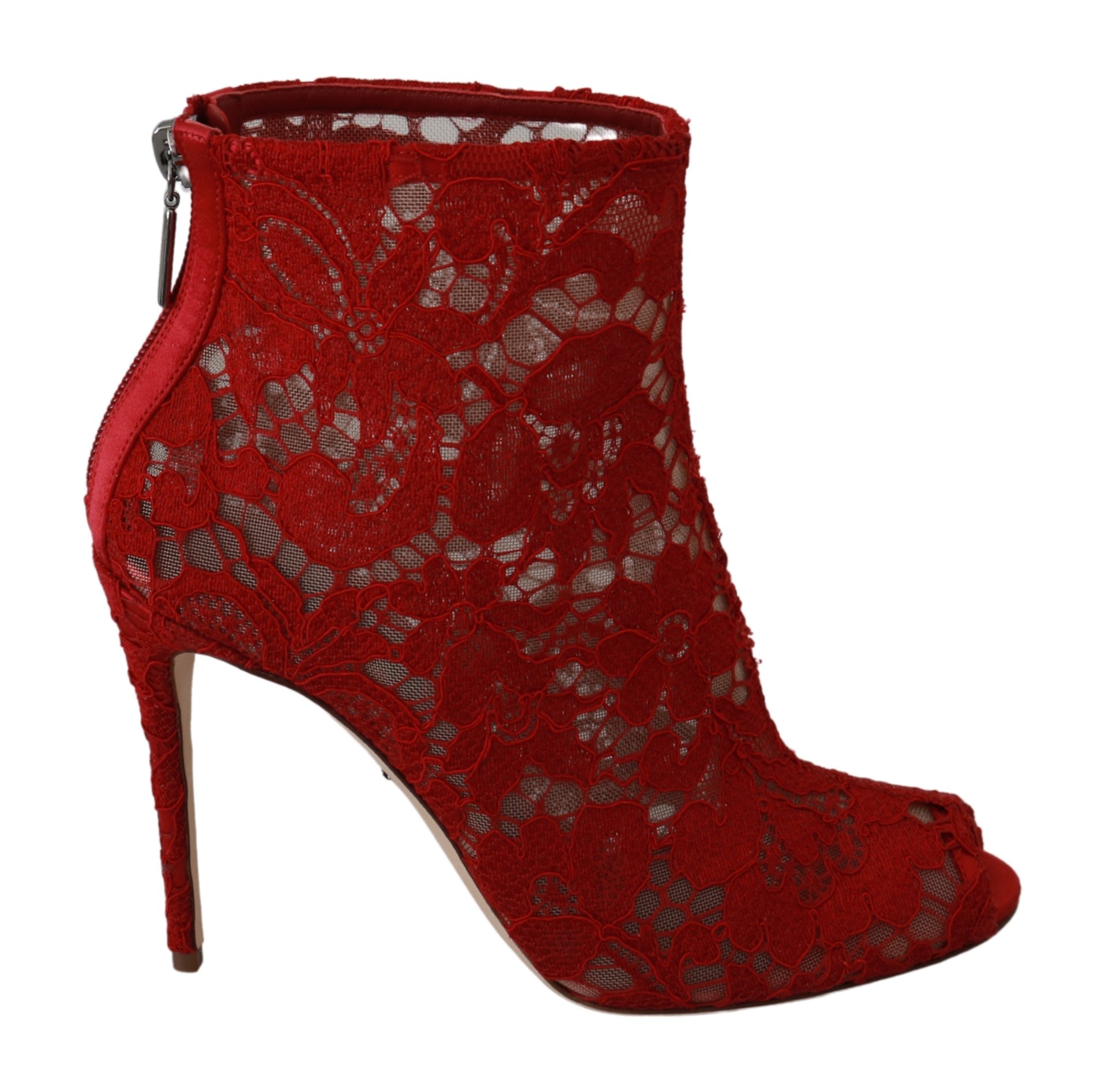 Dolce & Gabbana Women's Lace Stilettos Floral Booties Sandal Red LA6428 - EU36/US5.5