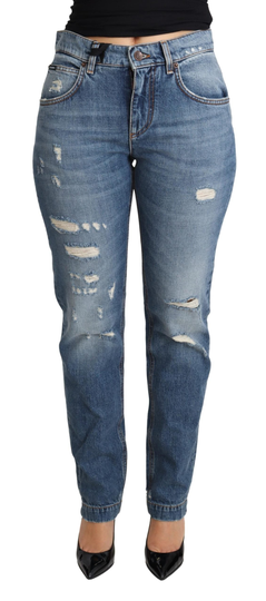 Blue Embellished Heart Skinny Denim Pants Jean - IT38|XS
