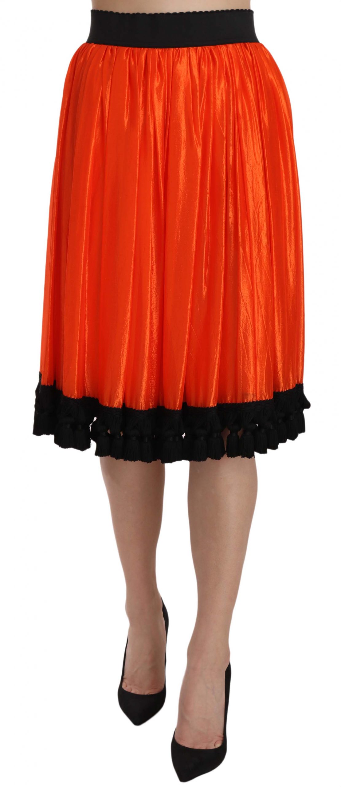 Dolce & Gabbana Women's High Waist Knee Length Skirt Black SKI1165 - IT40|S