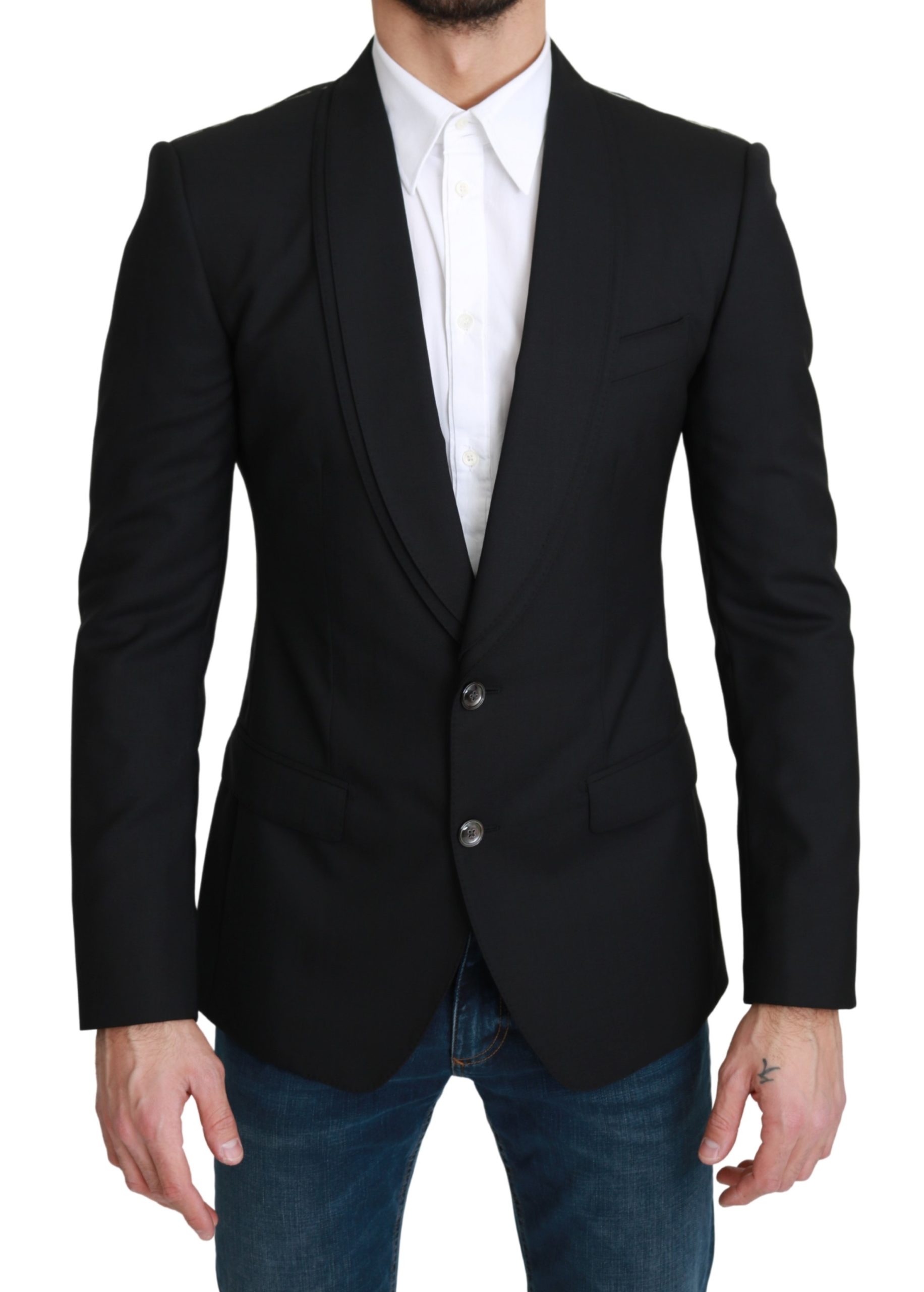 Dolce & Gabbana Men's Single Breasted Formal Wool Blazer Black KOS1755 - IT46 | S