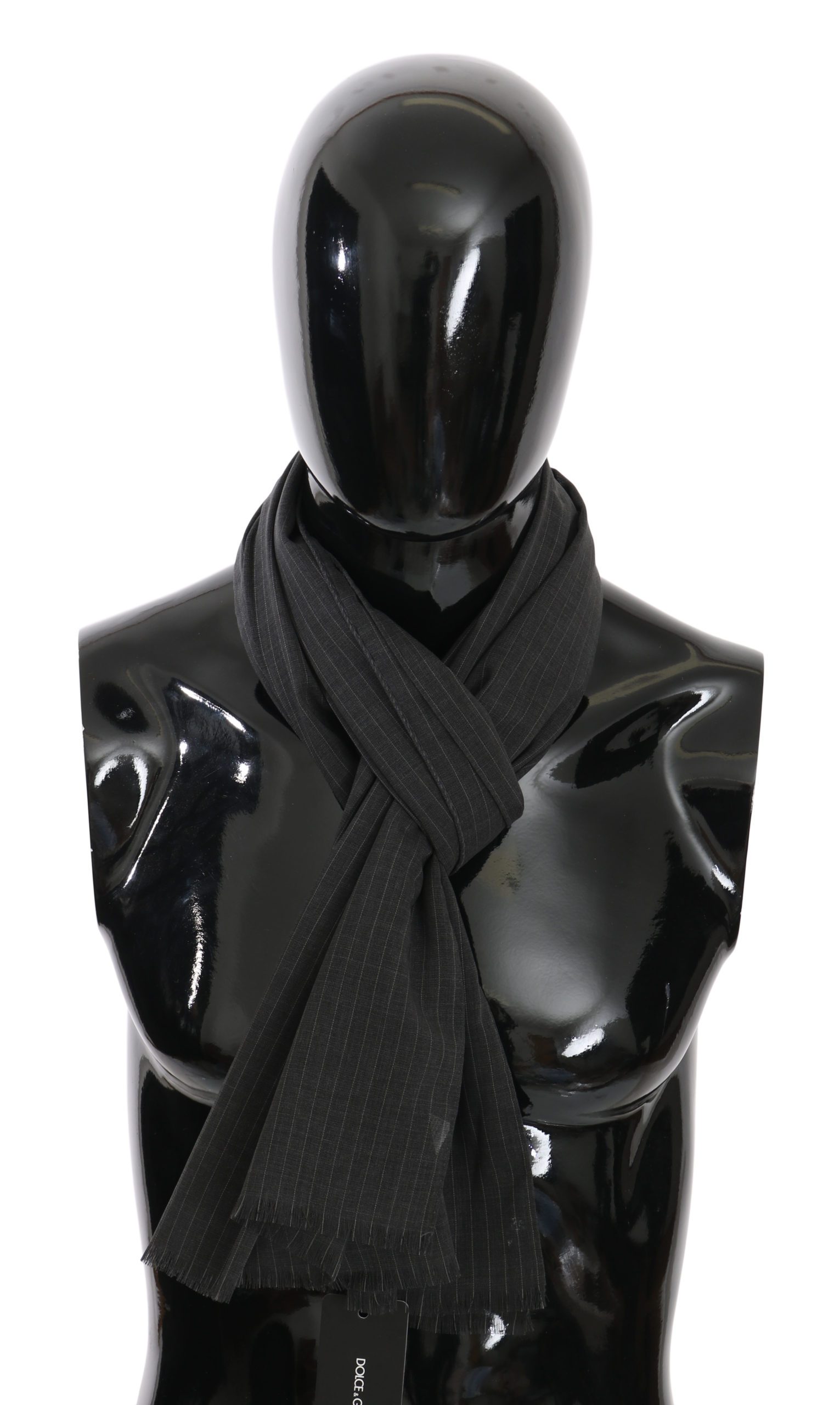 Dolce & Gabbana Men's Striped Silk Scarf Gray MS5023