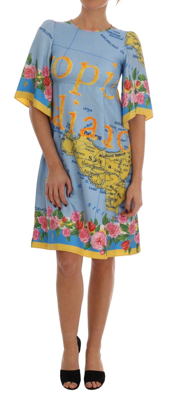 Dolce & Gabbana Women's Sicily Map Printed Dress Multicolor DR1368 - IT36 | XS