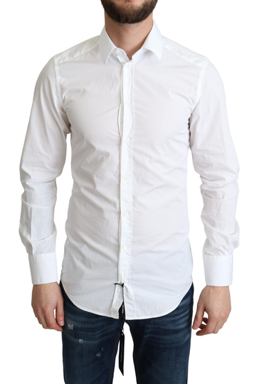 White Cotton Long Sleeves Men Formal Shirt - IT37 | XS