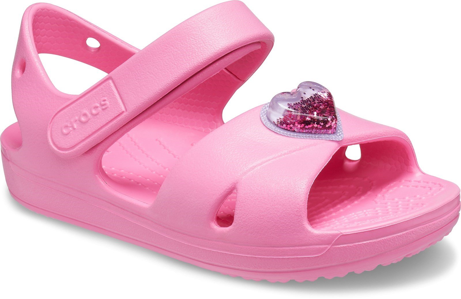 Crocs Kid's Classic Cross Strap Charm Sandal Various Colours 31879 - Pink Lemonade 4