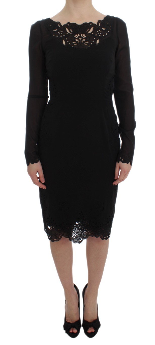 Dolce & Gabbana Women's Silk Stretch Sheath Dress Black DRE10062 - IT40|S