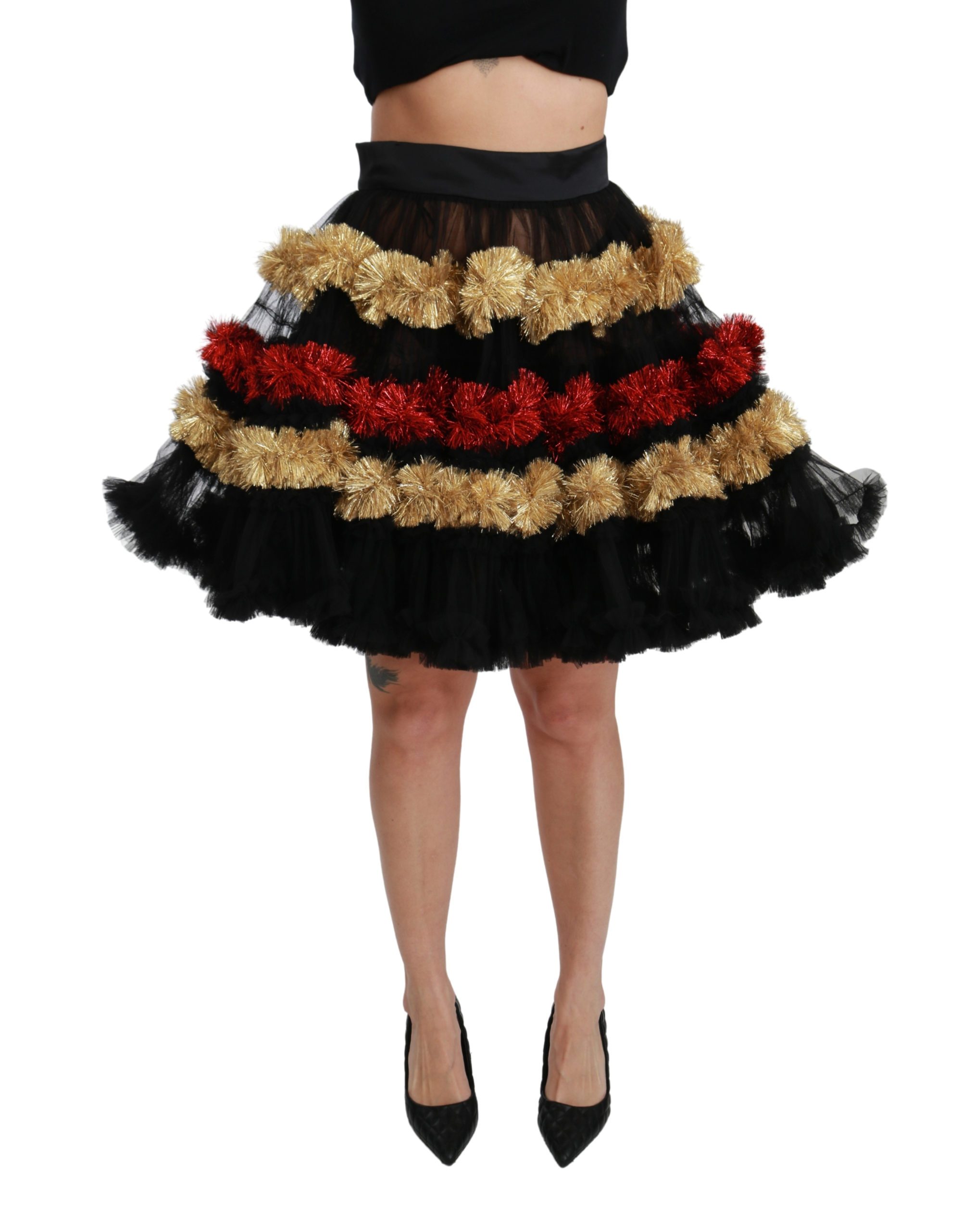 Dolce & Gabbana Women's Sheer Layered Ruffled Skirt Multicolor SKI1422 - IT40|S