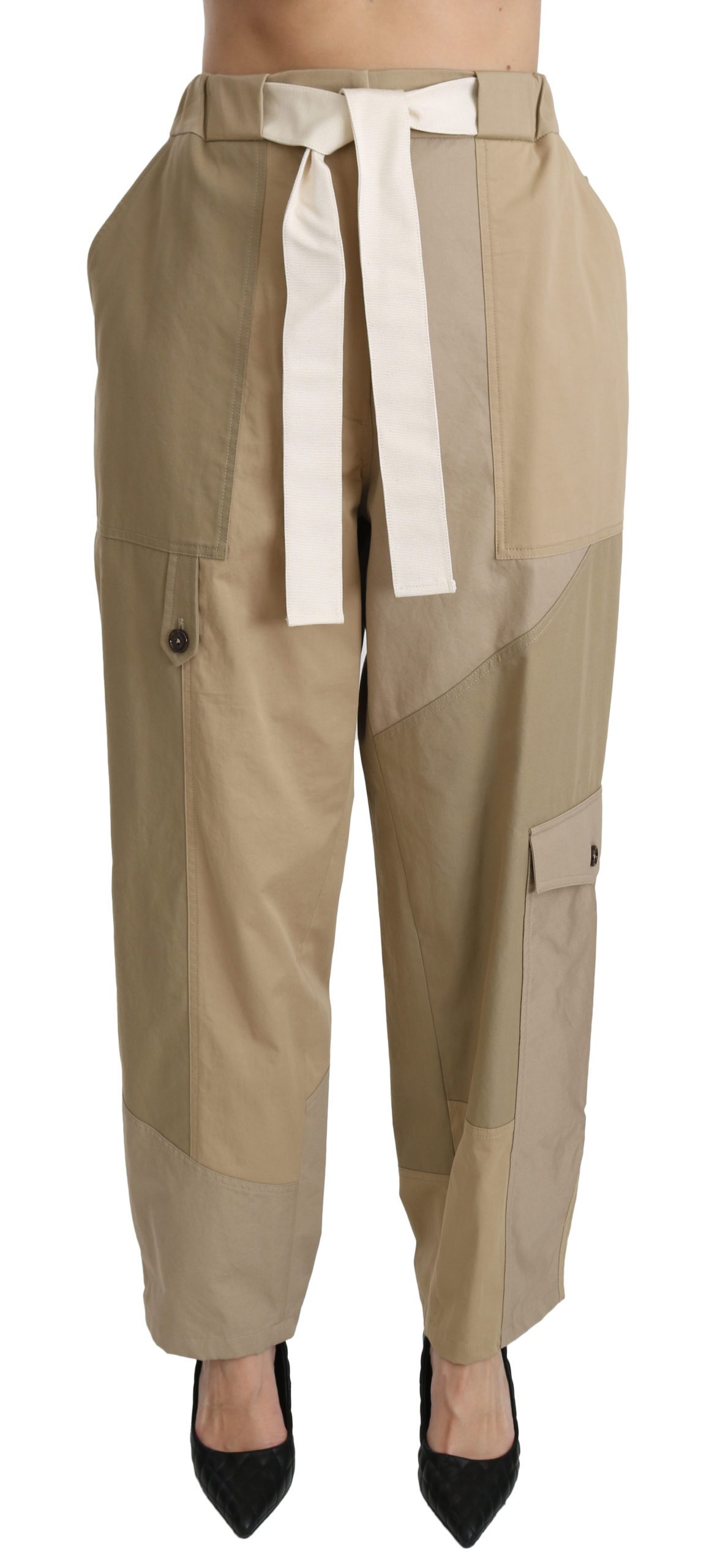 Dolce & Gabbana Women's High Waist Straight Cotton Trouser Beige PAN70846 - IT40|S