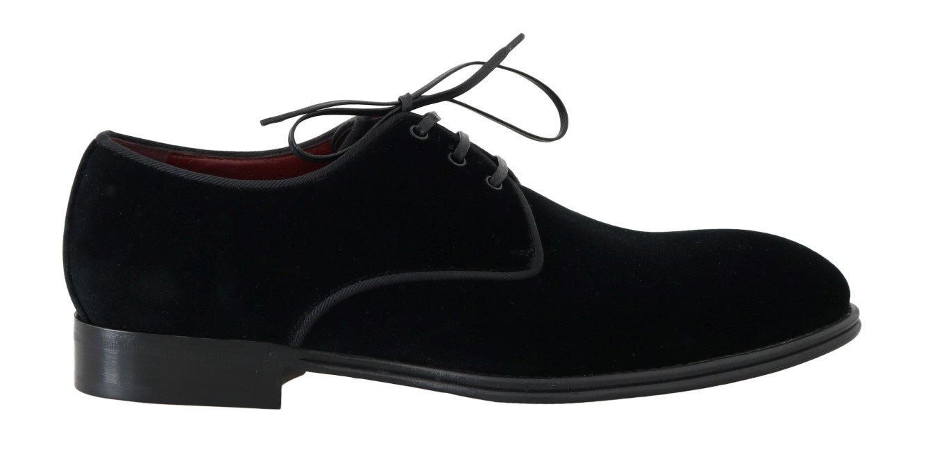 Dolce & Gabbana Men's Velvet Dress Formal Derby Shoes Black MV1687 - EU39/US6