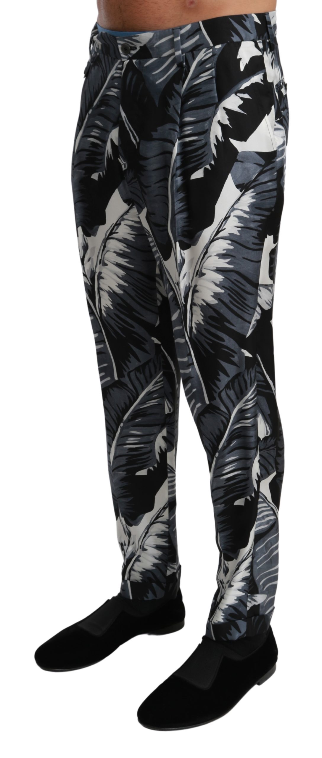 Dolce & Gabbana Men's Banana Leaf Casual Silk Trouser Black PAN71019 - IT46 | S