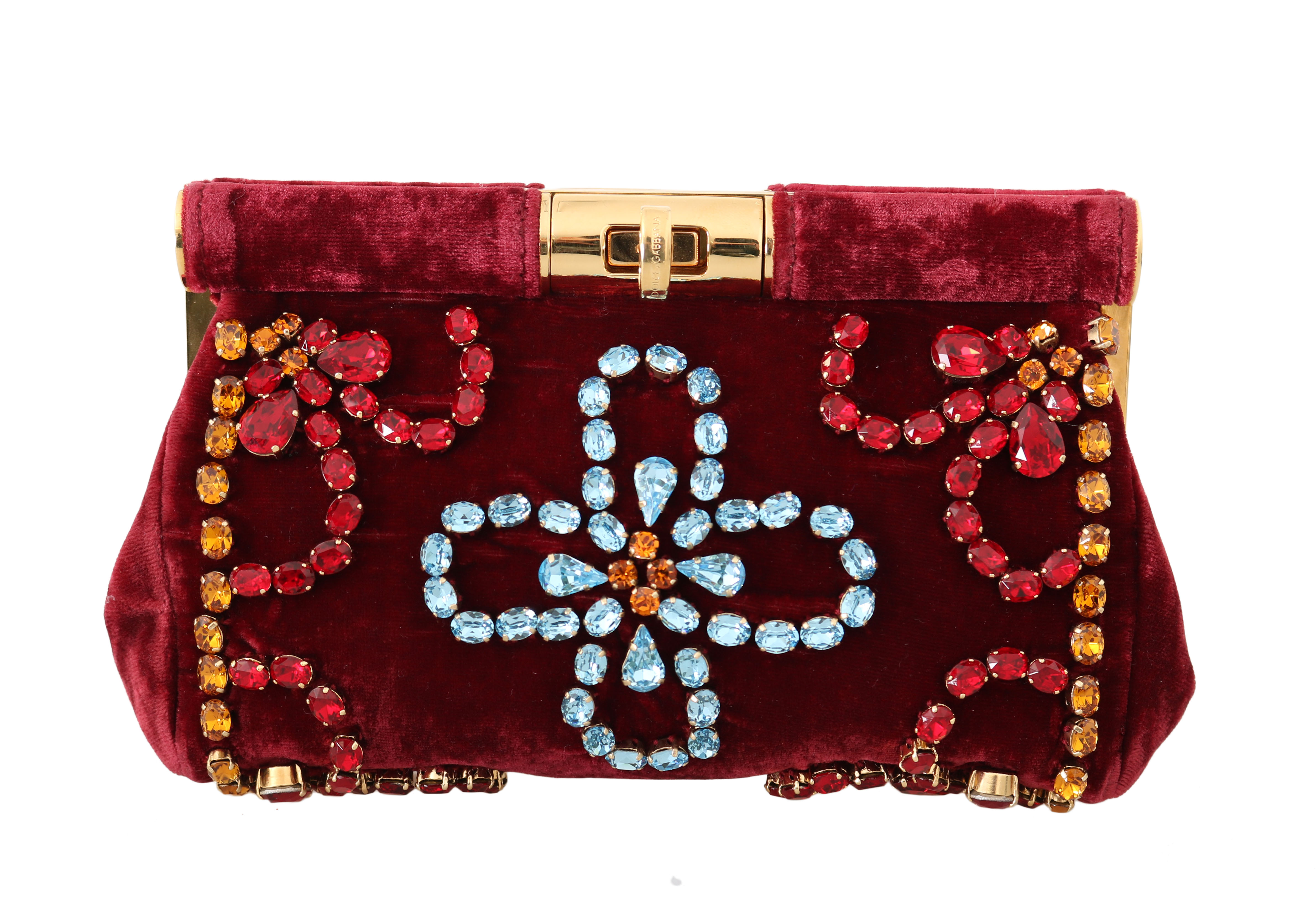 Dolce & Gabbana Women's Ricamo Crystal Party Clutch Bag Red VAS15230