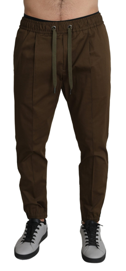 Brown Cotton Stretch Logo Sweatpants Pants - IT48 | M