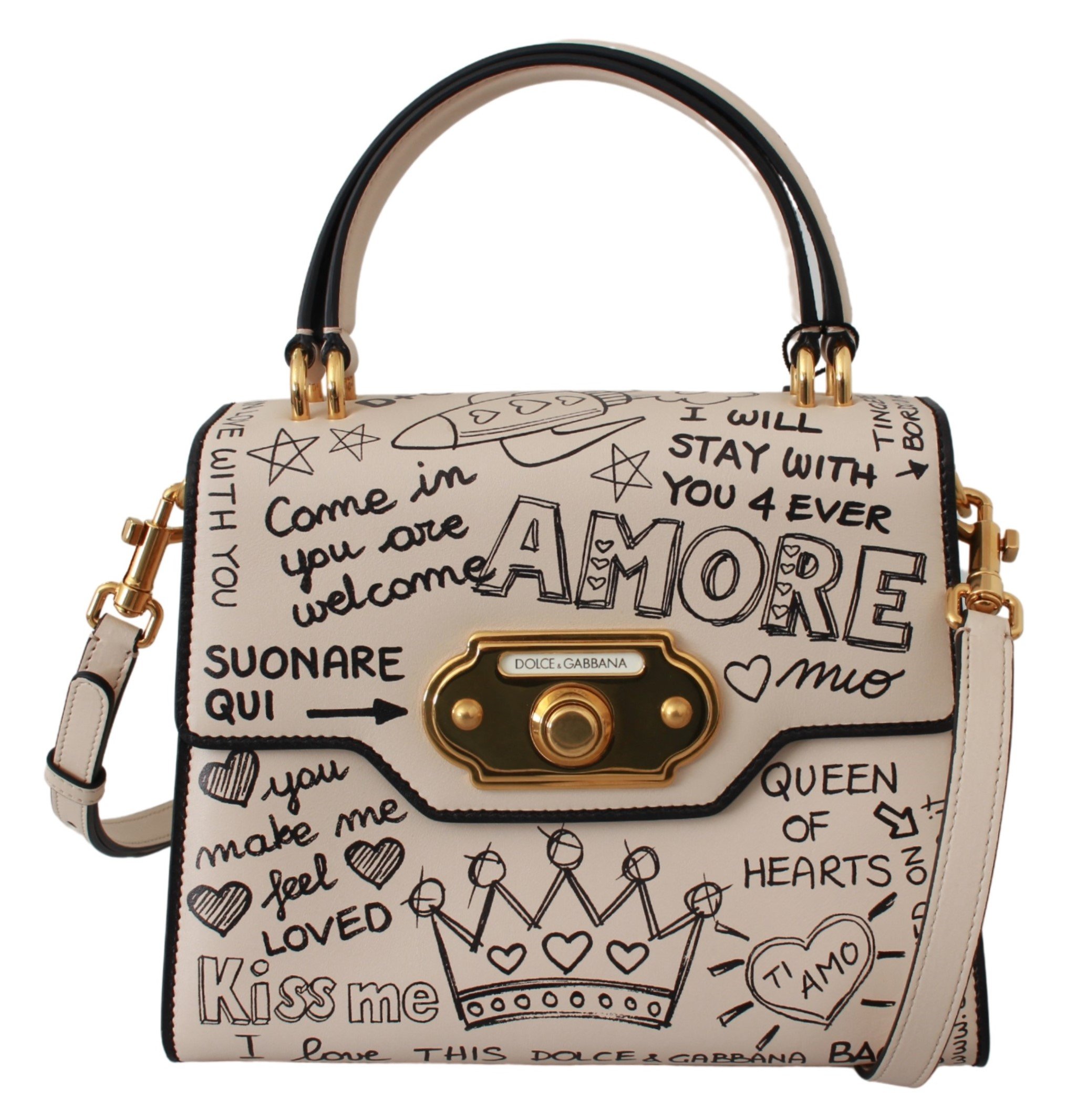 Dolce & Gabbana Women's Leather DG Crown Shoulder Bag Beige VAS9403