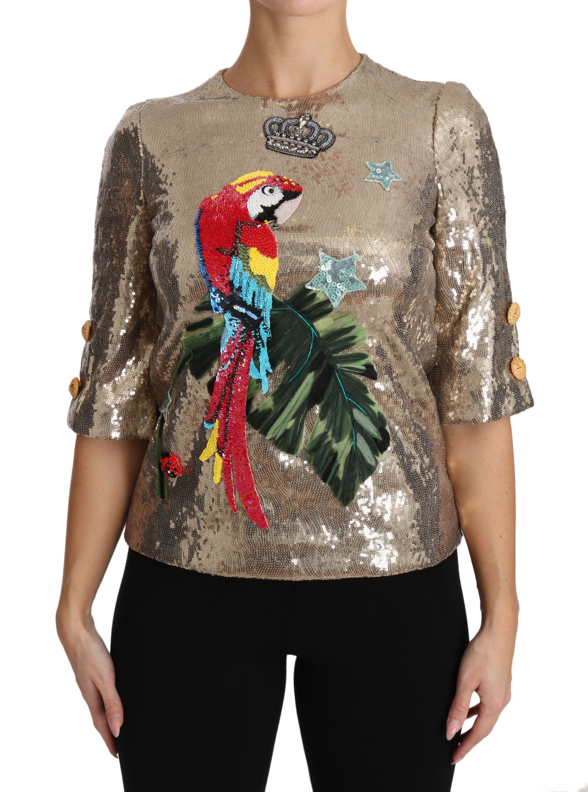 Dolce & Gabbana Women's Short Sleeve Top Gold TSH3124 - IT36 | XS