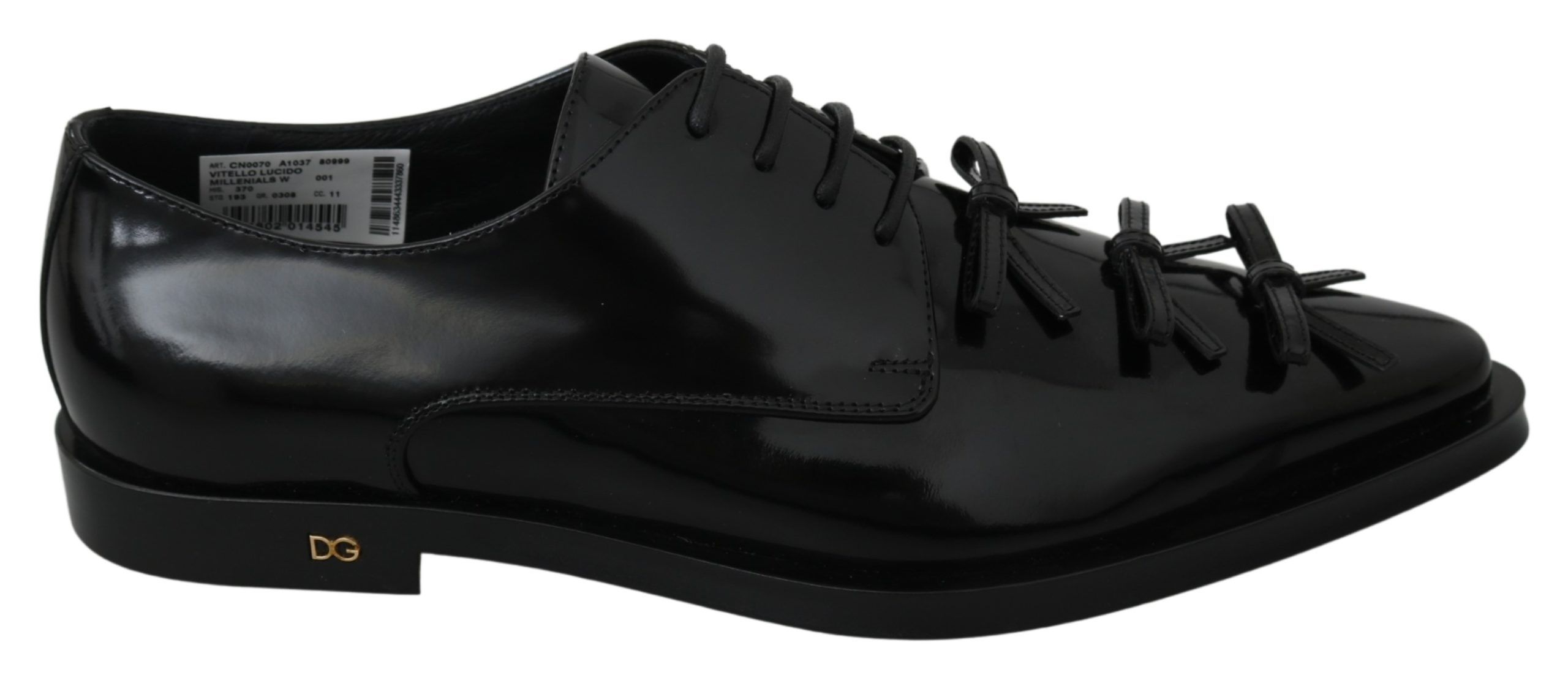 Dolce & Gabbana Women's Leather Formal Lace Up Derby Shoe Black LA7075 - EU39/US8.5