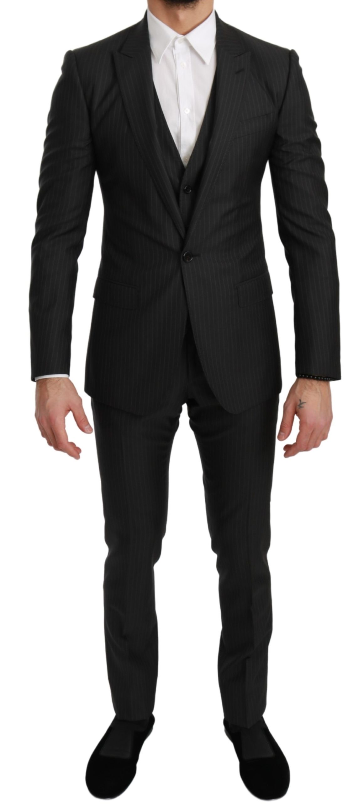 Dolce & Gabbana Men's Striped Slim 3 Wool MARTINI Suit Gray KOS1728 - IT44 | XS