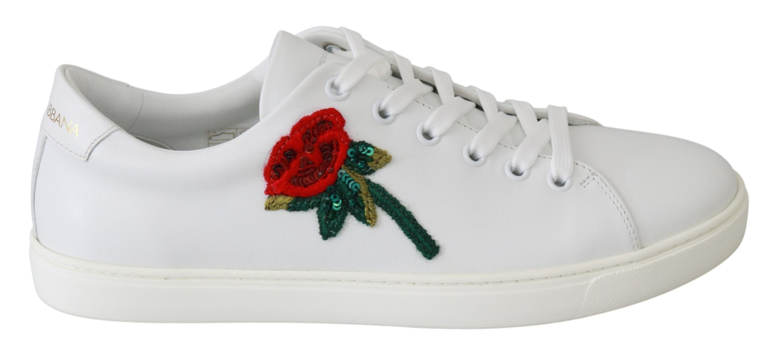 Dolce & Gabbana Women's Leather Rose Trainer White LA6477 - EU35.5/US5