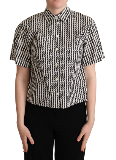 White Black Fantasy Pattern Shirt - IT38|XS