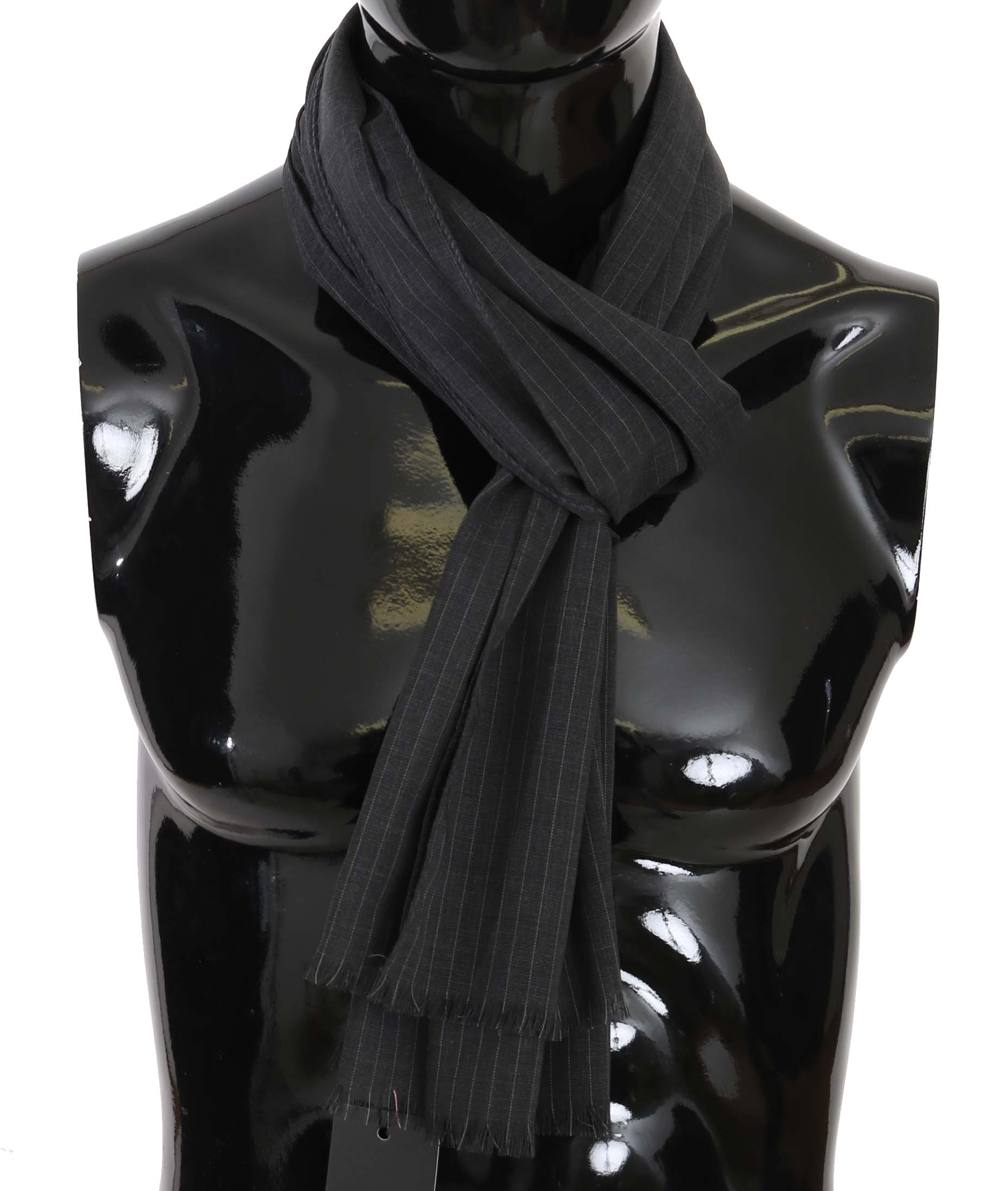 Dolce & Gabbana Men's Wool Striped Pattern Wrap Scarf Gray MS5180