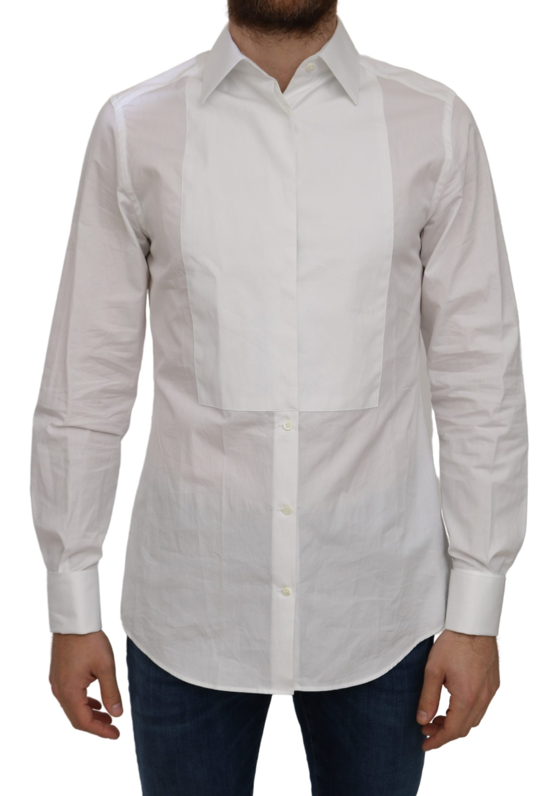 Dolce & Gabbana Men's Cotton Solid Shirt White TSH5028 - IT42 | XL
