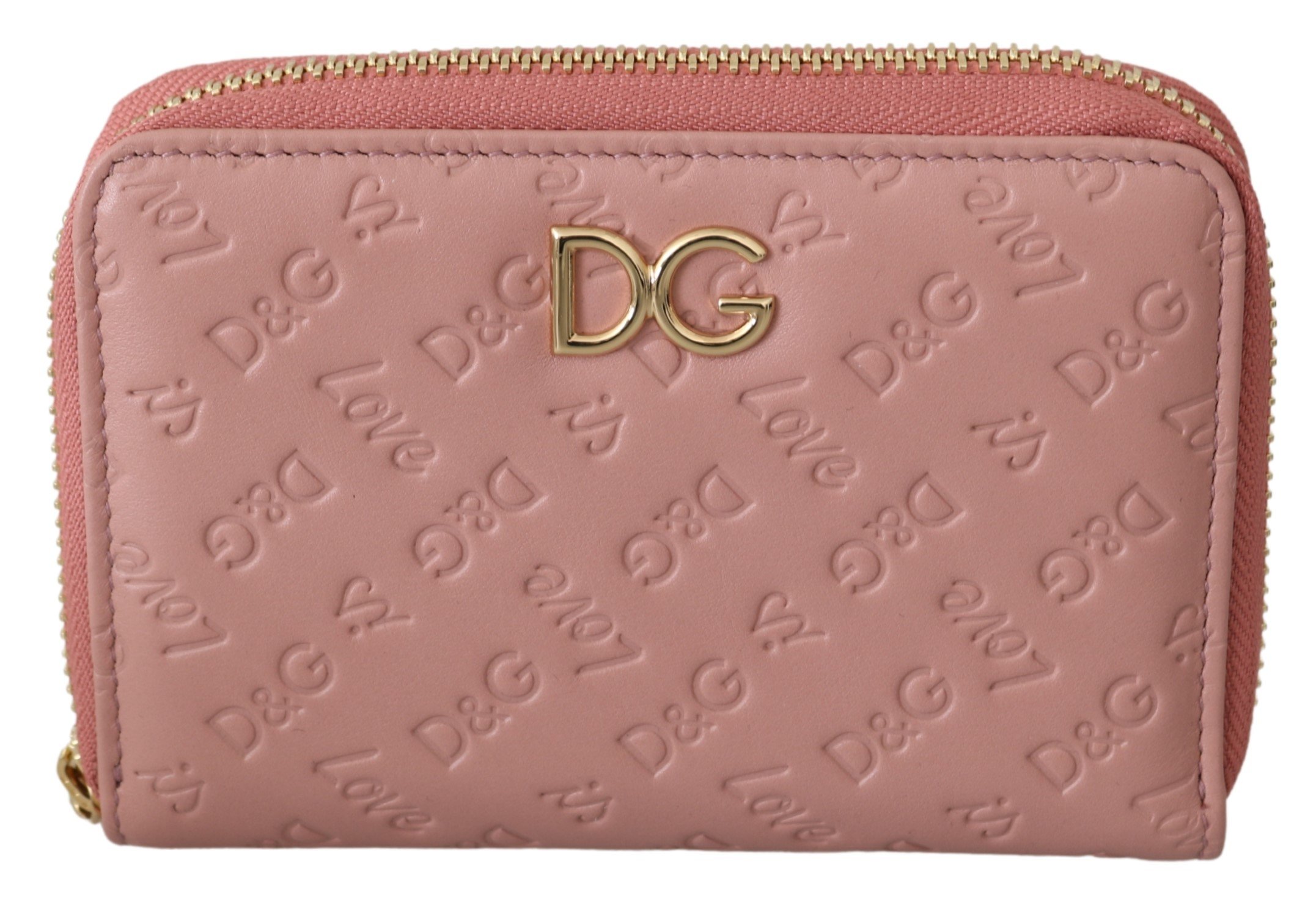 Dolce & Gabbana Women's Logo Leather Leopard Zipper Bill Card Coin Wallet Pink VAS9676