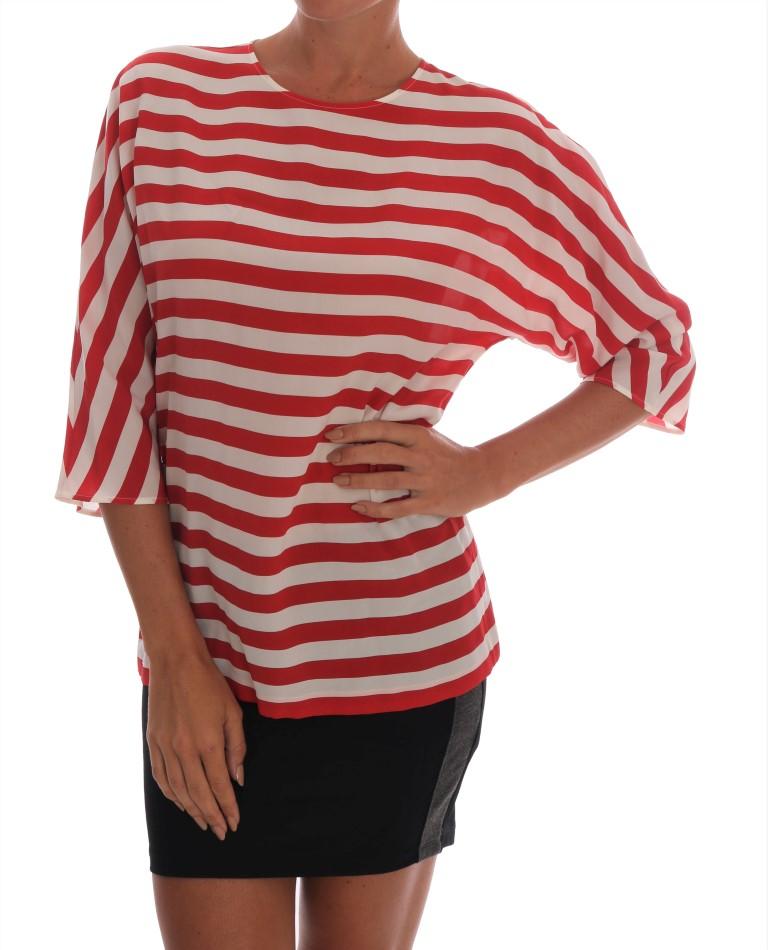 Dolce & Gabbana Women's Striped Silk Top Red TSH1434 - IT36 | XS