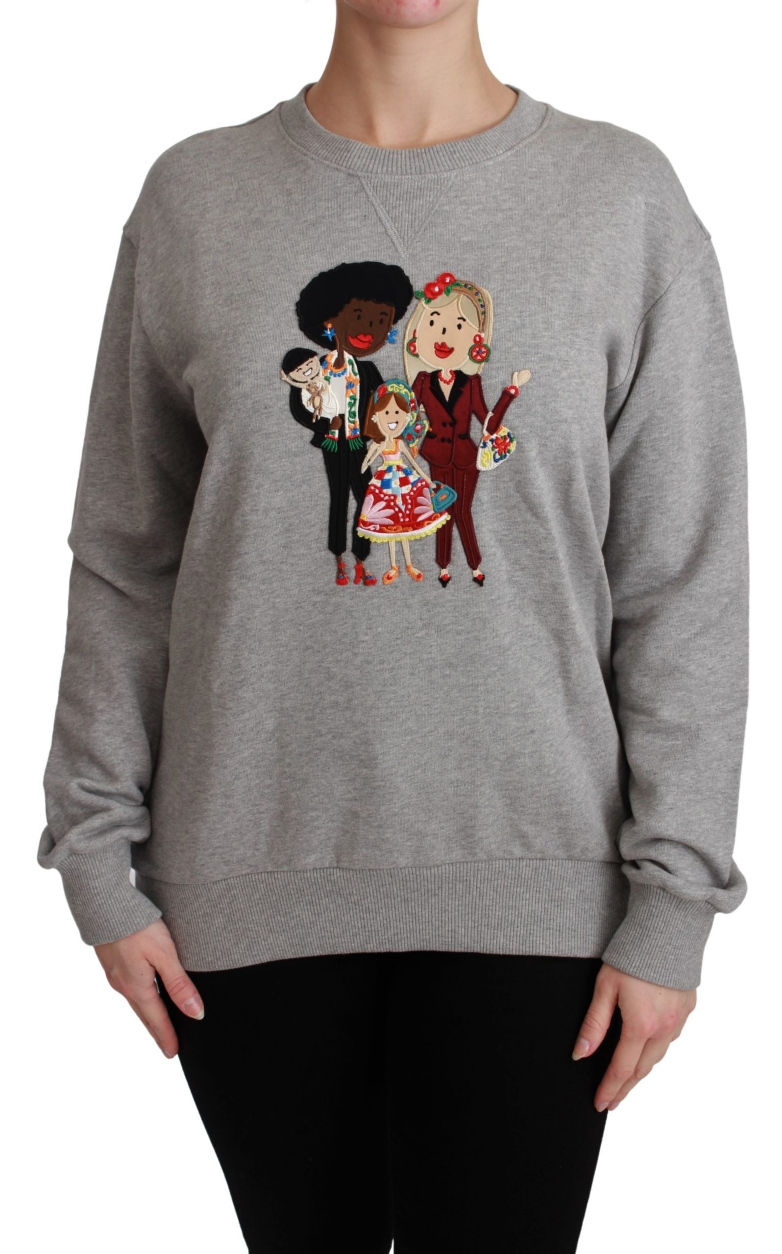 Dolce & Gabbana Women's #dgfamily Cotton Pullover Sweater Gray TSH4558 - IT38|XS