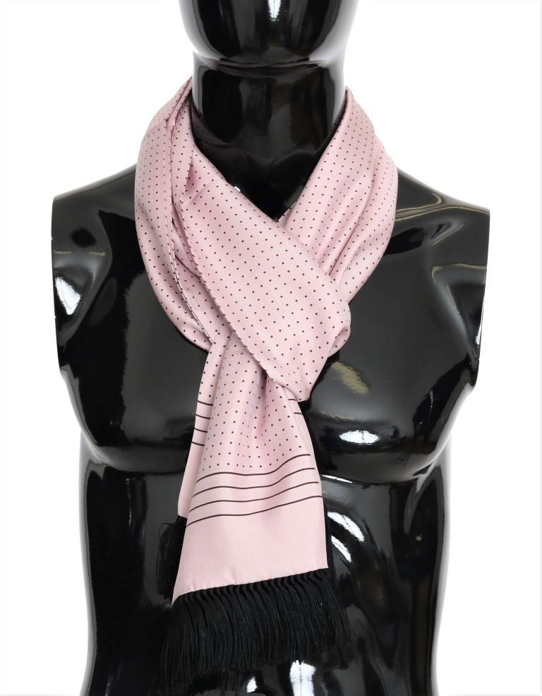 Dolce & Gabbana Men's Polka Dotted Silk Fringes Scarf Pink MS1957