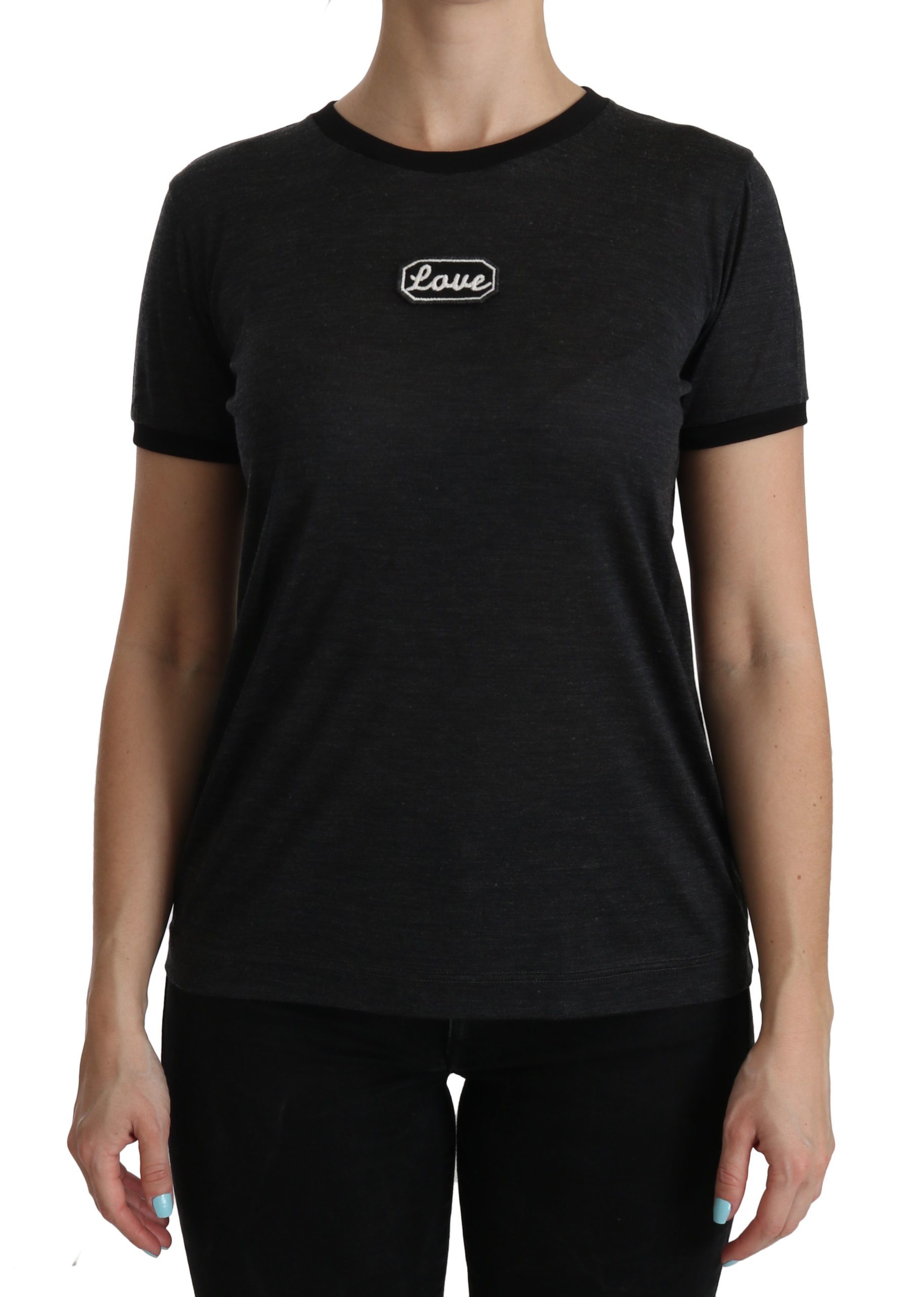 Dolce & Gabbana Women's Love Patch Silk Top Black TSH3884 - IT44|L