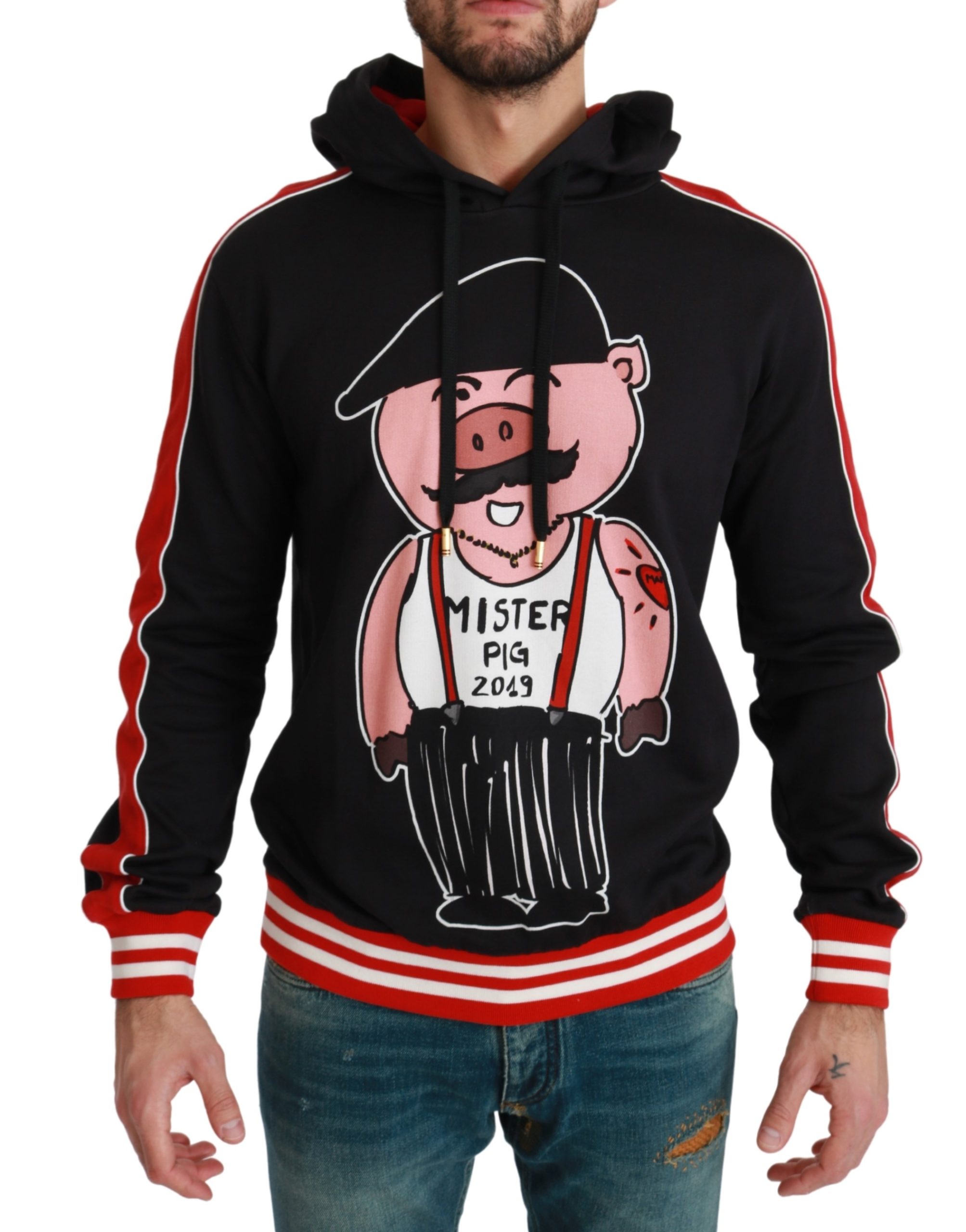 Dolce & Gabbana Men's Pig of the Year Hooded Sweater Black TSH4611 - IT50 | L