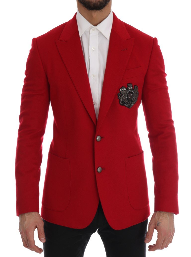 Dolce & Gabbana Men's Cashmere Slim Fit Blazer Red KOS1165 - IT46 | S