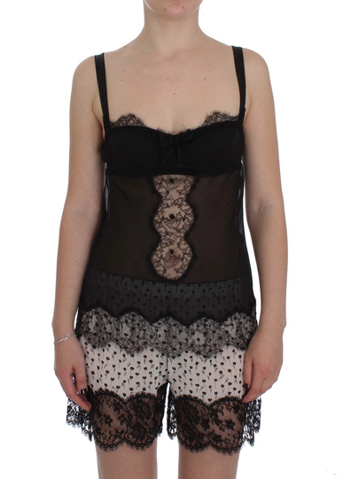 Dolce & Gabbana Women's Silk Floral Lace Lingerie Top Black SIG30814-1 - IT2 | S
