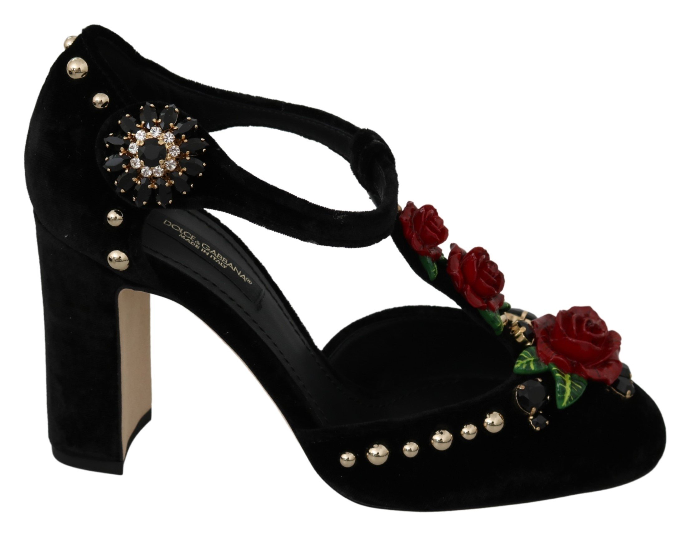 Dolce & Gabbana Women's Crystals Velvet Pumps Black LA7128 - EU35.5/US5