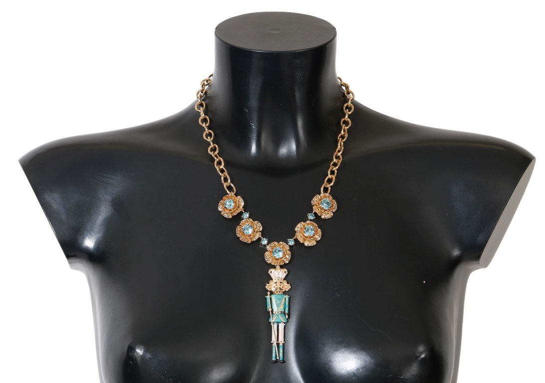 Dolce & Gabbana Women's Brass Handpainted Crystal Floral Necklace Gold SMY1085