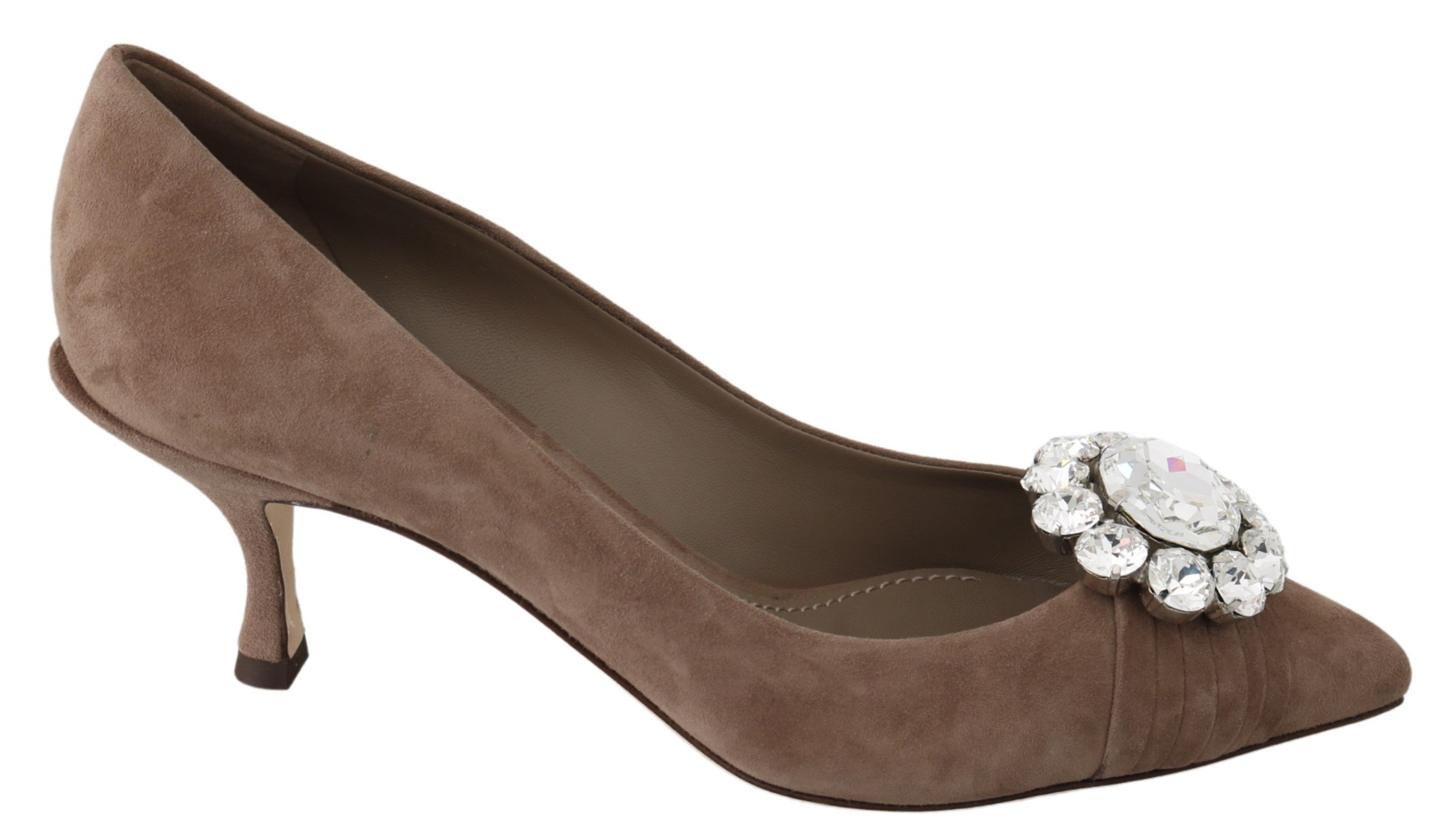 Dolce & Gabbana Women's Suede Crystals Pumps Brown LA7229 - EU39/US8.5