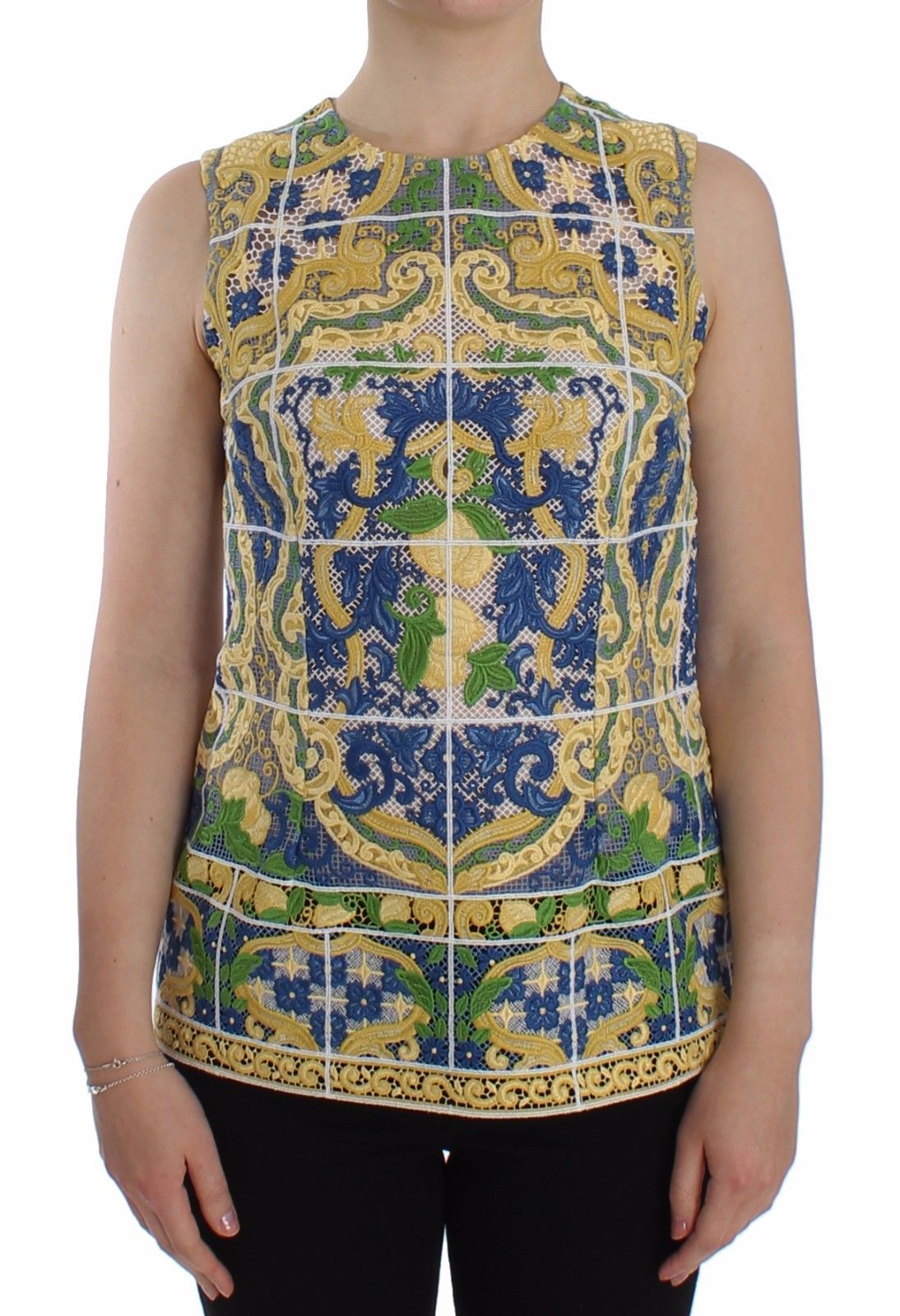 Dolce & Gabbana Women's Majolica Embroidered Sweater Multicolor SIG13199 - IT40|S