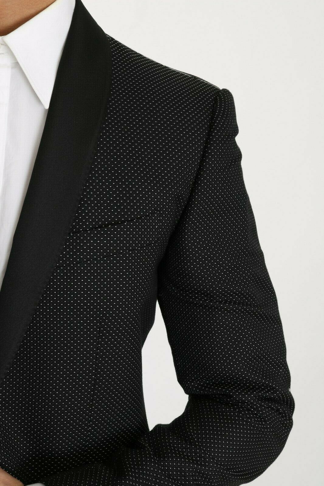 Dolce & Gabbana Men's Cotton Dotted Pattern Blazer Black JKT2270 - IT56 | 3XL