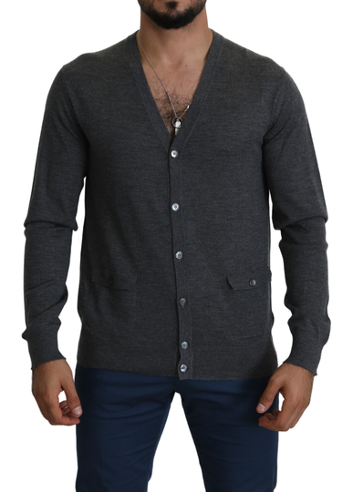 Gray Cashmere Button Down Cardigan Sweater - IT48 | M