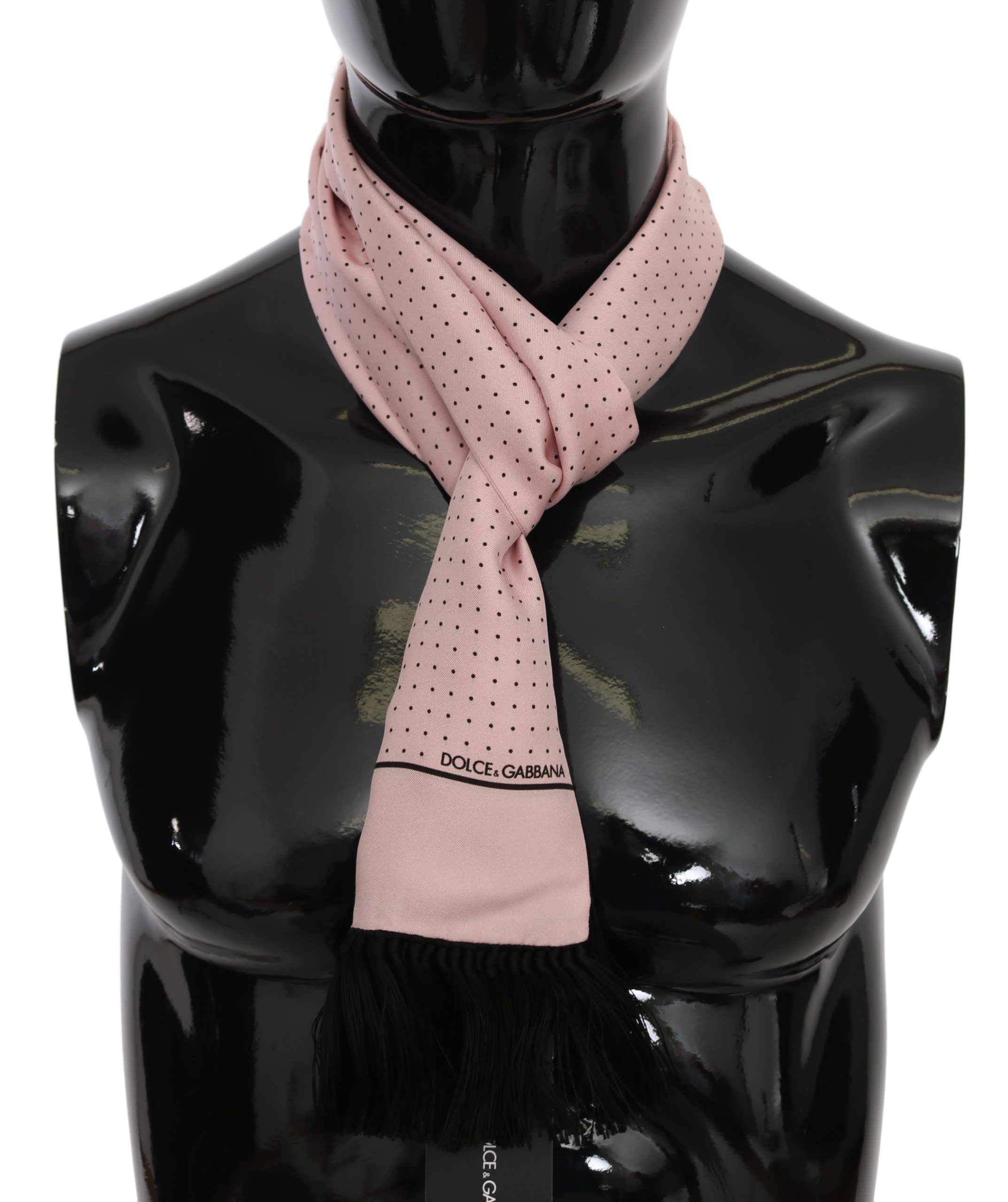 Dolce & Gabbana Men's Printed Fringe Wrap Silk Scarf Pink MS6079