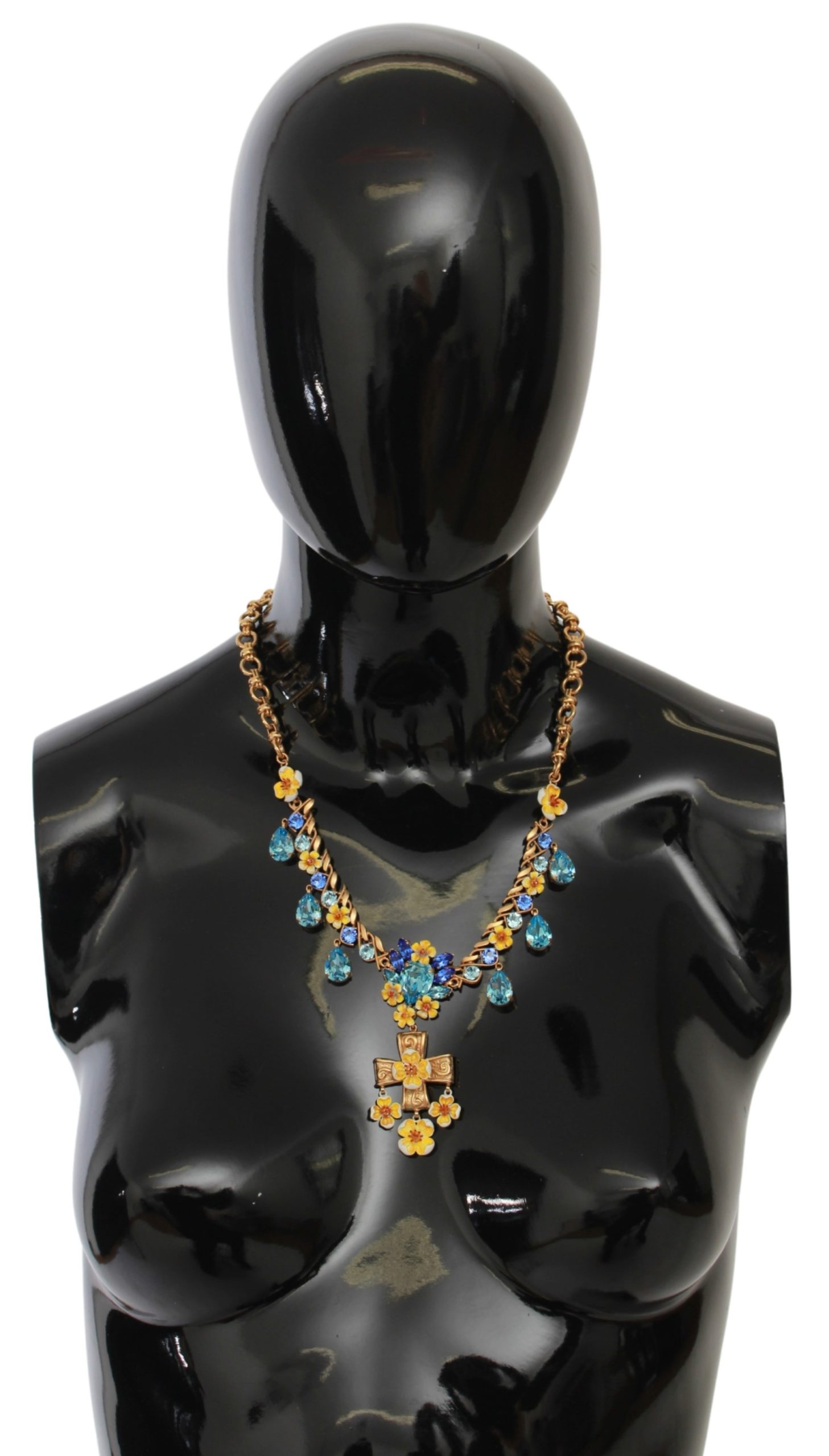 Dolce & Gabbana Women's Floral Crystal Charm Brass Necklace Gold SMY7095